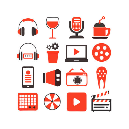 Entertainment and Media Icon Set Collection Vector for UI Documents Websites and Mobile Applicationsのイラスト素材