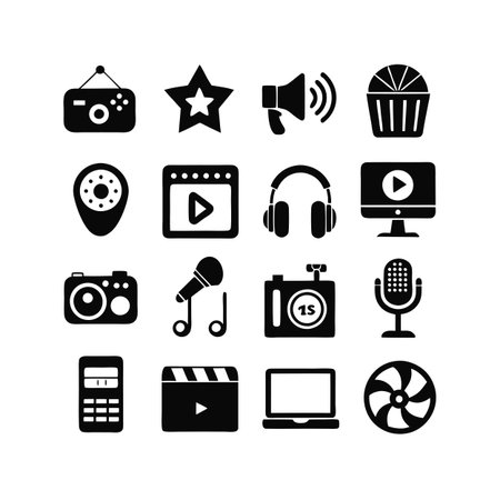 Entertainment and Media Icon Set Collection Vector for UI Documents Websites and Mobile Applicationsのイラスト素材