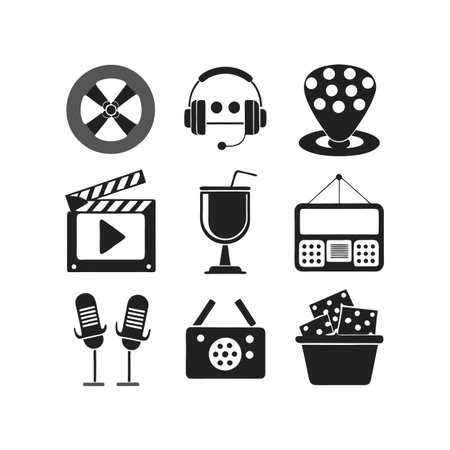 Entertainment and Media Icon Set Collection Vector for UI Documents Websites and Mobile Applicationsのイラスト素材