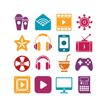 Entertainment and Media Icon Set Collection Vector for UI Documents Websites and Mobile Applicationsのイラスト素材