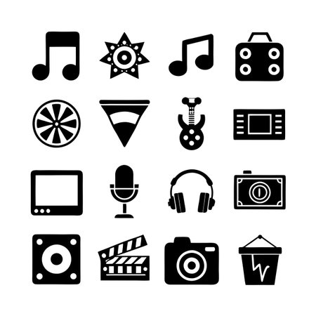 Entertainment and Media Icon Set Collection Vector for UI Documents Websites and Mobile Applicationsのイラスト素材