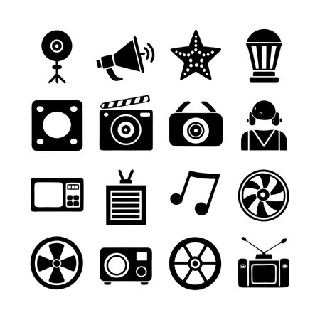 Entertainment and Media Icon Set Collection Vector for UI Documents Websites and Mobile Applicationsのイラスト素材