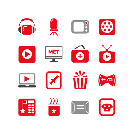 Entertainment and Media Icon Set Collection Vector for UI Documents Websites and Mobile Applicationsのイラスト素材