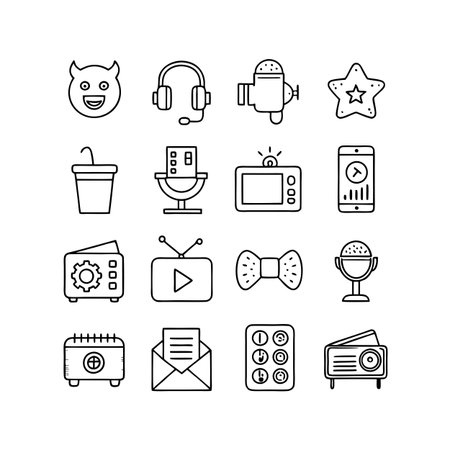 Entertainment and Media Icon Set Collection Vector for UI Documents Websites and Mobile Applicationsのイラスト素材