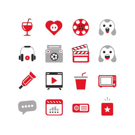 Entertainment and Media Icon Set Collection Vector for UI Documents Websites and Mobile Applicationsのイラスト素材