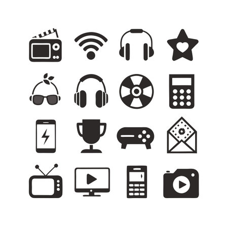 Entertainment and Media Icon Set Collection Vector for UI Documents Websites and Mobile Applicationsのイラスト素材