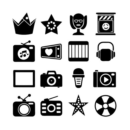 Entertainment and Media Icon Set Collection Vector for UI Documents Websites and Mobile Applicationsのイラスト素材