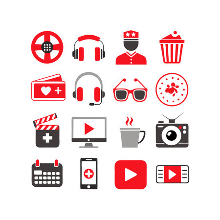 Entertainment and Media Icon Set Collection Vector for UI Documents Websites and Mobile Applicationsのイラスト素材