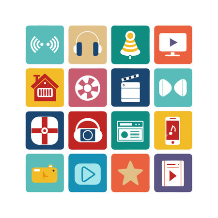 Entertainment and Media Icon Set Collection Vector for UI Documents Websites and Mobile Applicationsのイラスト素材
