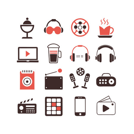 Entertainment and Media Icon Set Collection Vector for UI Documents Websites and Mobile Applicationsのイラスト素材