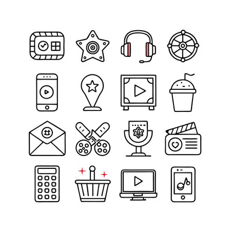 Entertainment and Media Icon Set Collection Vector for UI Documents Websites and Mobile Applicationsのイラスト素材