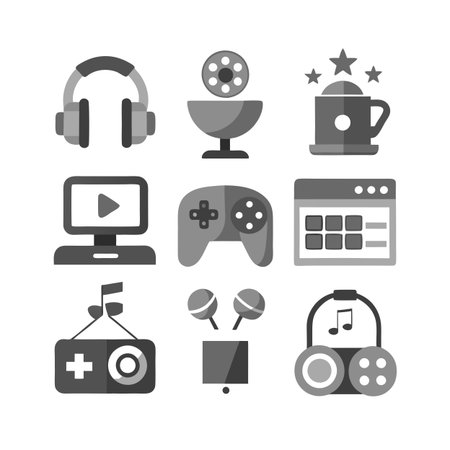 Entertainment and Media Icon Set Collection Vector for UI Documents Websites and Mobile Applicationsのイラスト素材