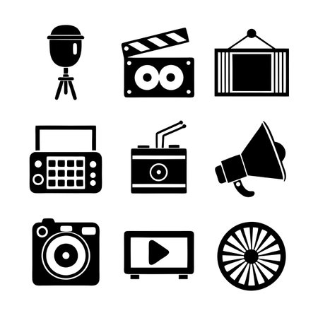 Entertainment and Media Icon Set Collection Vector for UI Documents Websites and Mobile Applicationsのイラスト素材