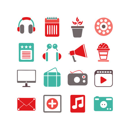 Entertainment and Media Icon Set Collection Vector for UI Documents Websites and Mobile Applicationsのイラスト素材