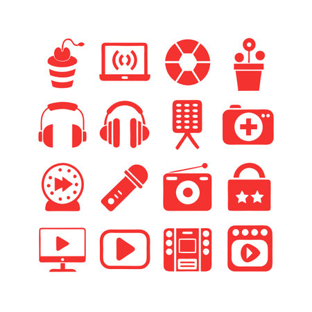 Entertainment and Media Icon Set Collection Vector for UI Documents Websites and Mobile Applicationsのイラスト素材