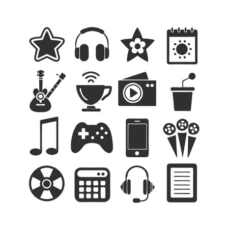 Entertainment and Media Icon Set Collection Vector for UI Documents Websites and Mobile Applicationsのイラスト素材