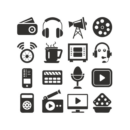 Entertainment and Media Icon Set Collection Vector for UI Documents Websites and Mobile Applicationsのイラスト素材