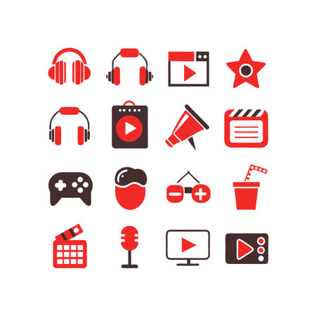 Entertainment and Media Icon Set Collection Vector for UI Documents Websites and Mobile Applicationsのイラスト素材
