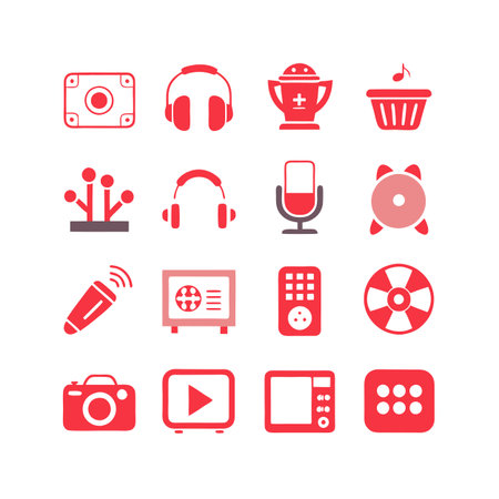 Entertainment and Media Icon Set Collection Vector for UI Documents Websites and Mobile Applicationsのイラスト素材