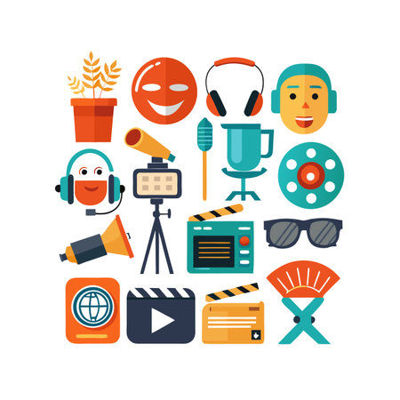 Entertainment and Media Icon Set Collection Vector for UI Documents Websites and Mobile Applicationsのイラスト素材