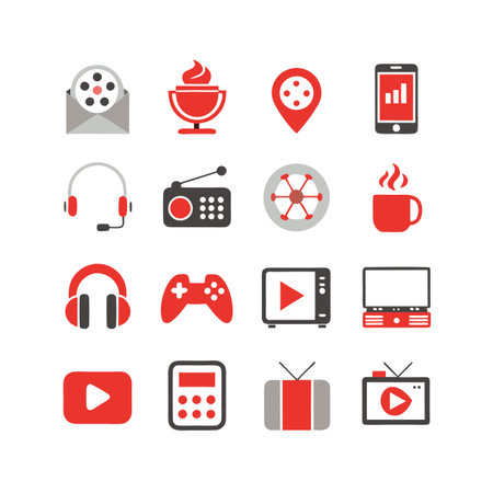 Entertainment and Media Icon Set Collection Vector for UI Documents Websites and Mobile Applicationsのイラスト素材