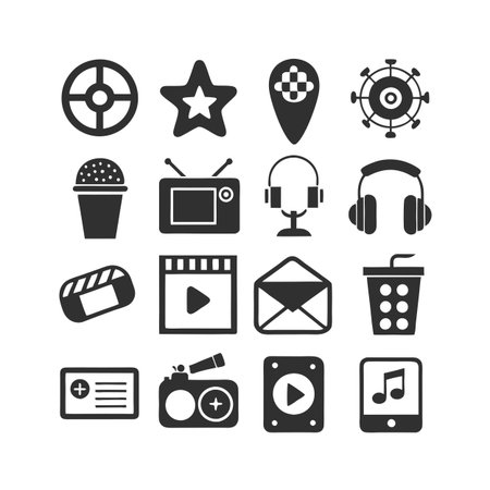 Entertainment and Media Icon Set Collection Vector for UI Documents Websites and Mobile Applicationsのイラスト素材