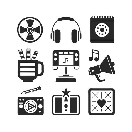 Entertainment and Media Icon Set Collection Vector for UI Documents Websites and Mobile Applicationsのイラスト素材