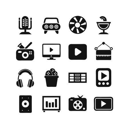 Entertainment and Media Icon Set Collection Vector for UI Documents Websites and Mobile Applicationsのイラスト素材