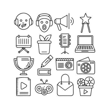Entertainment and Media Icon Set Collection Vector for UI Documents Websites and Mobile Applicationsのイラスト素材
