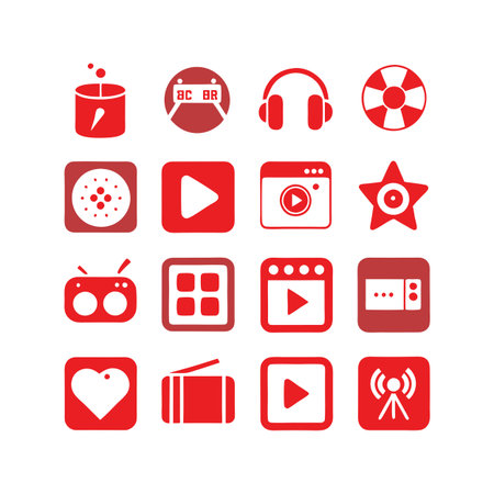 Entertainment and Media Icon Set Collection Vector for UI Documents Websites and Mobile Applicationsのイラスト素材