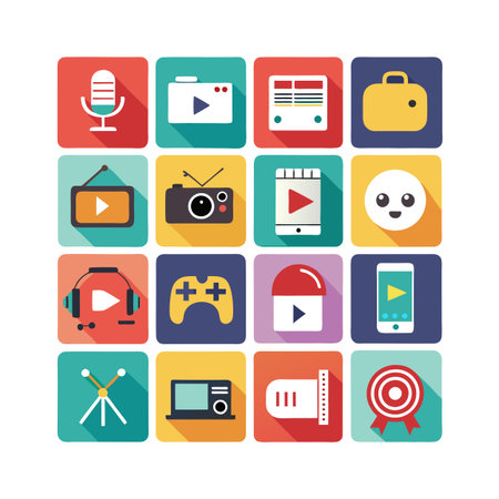Entertainment and Media Icon Set Collection Vector for UI Documents Websites and Mobile Applicationsのイラスト素材