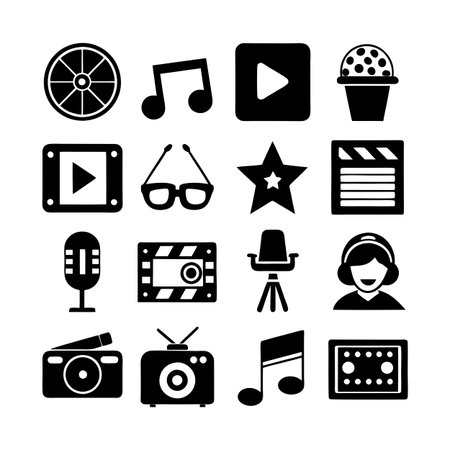 Entertainment and Media Icon Set Collection Vector for UI Documents Websites and Mobile Applicationsのイラスト素材