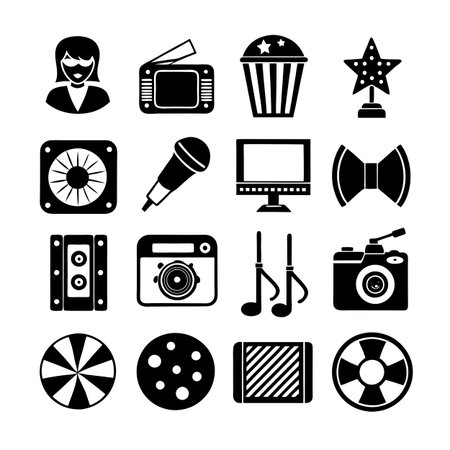 Entertainment and Media Icon Set Collection Vector for UI Documents Websites and Mobile Applicationsのイラスト素材