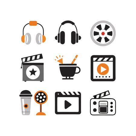Entertainment and Media Icon Set Collection Vector for UI Documents Websites and Mobile Applicationsのイラスト素材