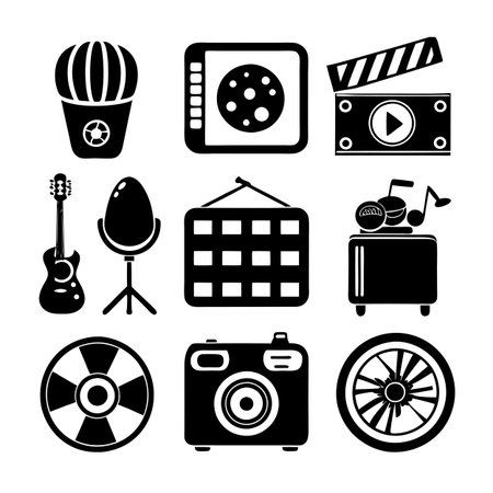 Entertainment and Media Icon Set Collection Vector for UI Documents Websites and Mobile Applicationsのイラスト素材
