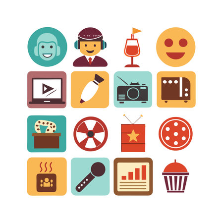 Entertainment and Media Icon Set Collection Vector for UI Documents Websites and Mobile Applicationsのイラスト素材