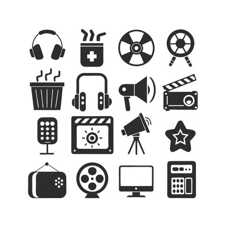 Entertainment and Media Icon Set Collection Vector for UI Documents Websites and Mobile Applicationsのイラスト素材