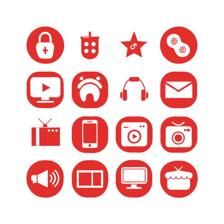 Entertainment and Media Icon Set Collection Vector for UI Documents Websites and Mobile Applicationsのイラスト素材