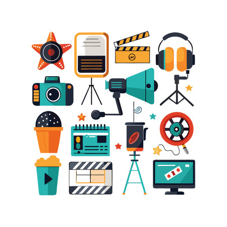 Entertainment and Media Icon Set Collection Vector for UI Documents Websites and Mobile Applicationsのイラスト素材