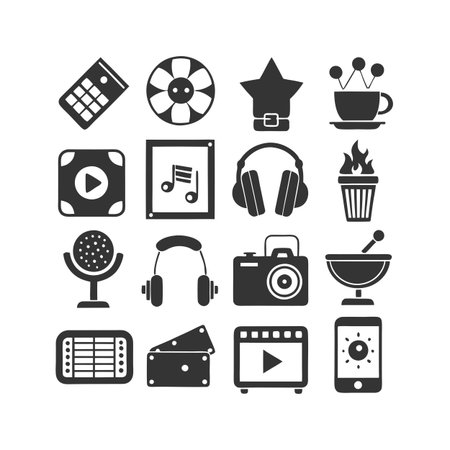 Entertainment and Media Icon Set Collection Vector for UI Documents Websites and Mobile Applicationsのイラスト素材