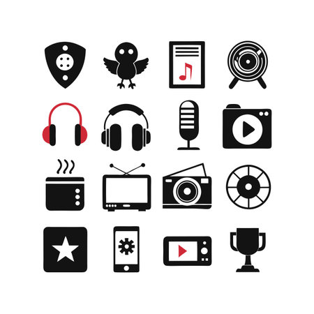 Entertainment and Media Icon Set Collection Vector for UI Documents Websites and Mobile Applicationsのイラスト素材