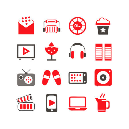 Entertainment and Media Icon Set Collection Vector for UI Documents Websites and Mobile Applicationsのイラスト素材