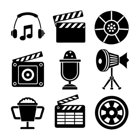 Entertainment and Media Icon Set Collection Vector for UI Documents Websites and Mobile Applicationsのイラスト素材