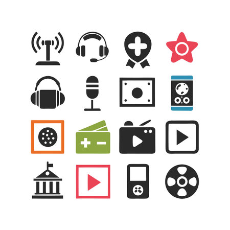 Entertainment and Media Icon Set Collection Vector for UI Documents Websites and Mobile Applicationsのイラスト素材
