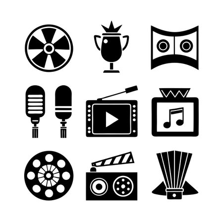 Entertainment and Media Icon Set Collection Vector for UI Documents Websites and Mobile Applicationsのイラスト素材