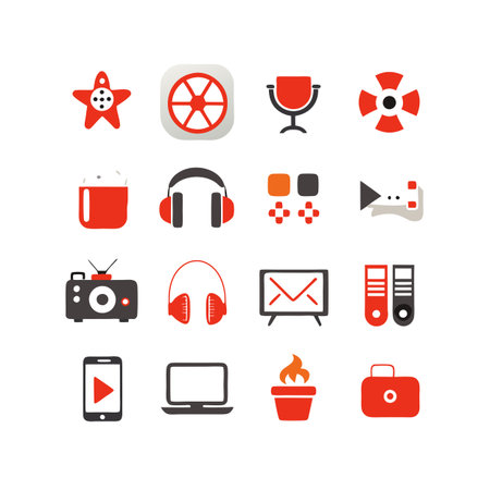 Entertainment and Media Icon Set Collection Vector for UI Documents Websites and Mobile Applicationsのイラスト素材