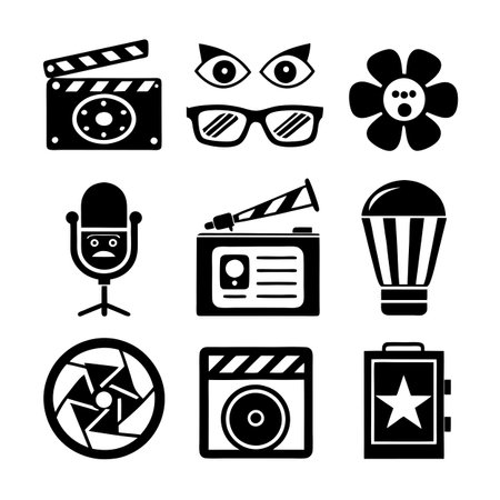 Entertainment and Media Icon Set Collection Vector for UI Documents Websites and Mobile Applicationsのイラスト素材