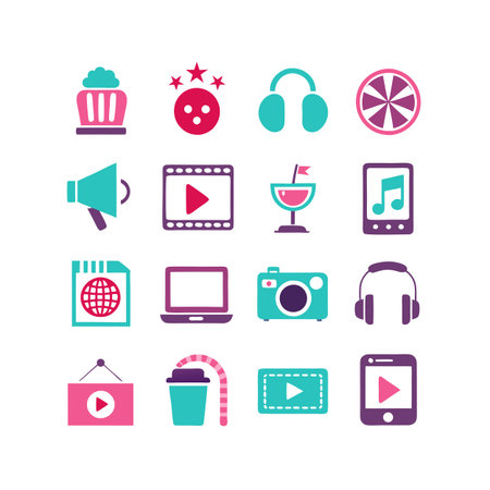 Entertainment and Media Icon Set Collection Vector for UI Documents Websites and Mobile Applicationsのイラスト素材