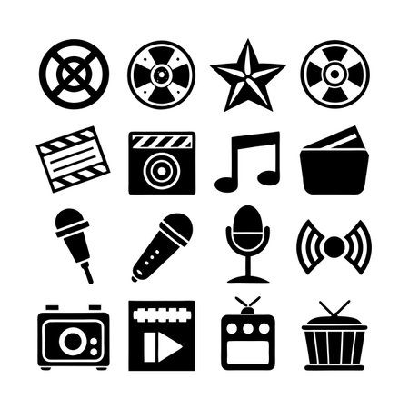Entertainment and Media Icon Set Collection Vector for UI Documents Websites and Mobile Applicationsのイラスト素材