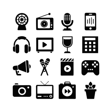 Entertainment and Media Icon Set Collection Vector for UI Documents Websites and Mobile Applicationsのイラスト素材
